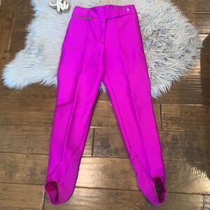 Vintage Profile Sportswear Ski Pants Fuchsia Wool Nylon Purple Stirrup Size 8